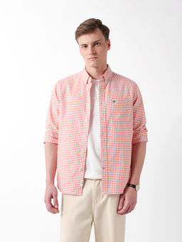 The Bear House - Men Orange Cotton Regular Fit Shirt