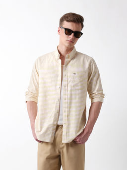 The Bear House - Men Yellow Cotton Regular Fit Shirt