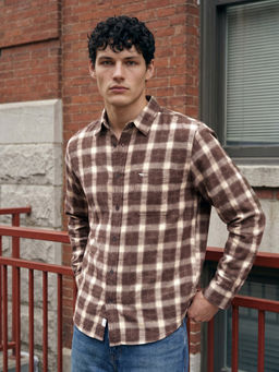 The Bear House - Men Brown Cotton Regular Fit Shirt