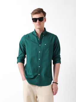 The Bear House - Men Green Cotton Regular Fit Shirt