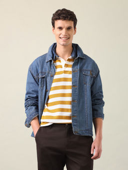 U.S. Polo Assn. Denim Co. - Men Yellow Cotton Slim Fit Polo T-Shirt