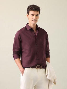 U.S. POLO ASSN. - Men Wine Linen Tailored Fit Shirt
