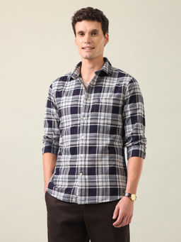 U.S. POLO ASSN. - Men Blue Cotton Tailored Fit Shirt