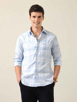 U.S. POLO ASSN. - Men Blue Cotton Tailored Fit Shirt
