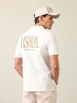 U.S. POLO ASSN. - Men White Cotton Slim Fit Polo T-Shirt