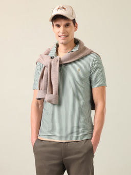 U.S. POLO ASSN. - Men Green Nylon Slim Fit Polo T-Shirt