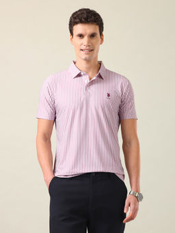 U.S. POLO ASSN. - Men Pink Nylon Slim Fit Polo T-Shirt