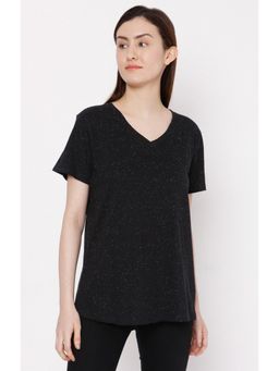 Spykar - Black Cotton Slim Fit T-Shirt for Women