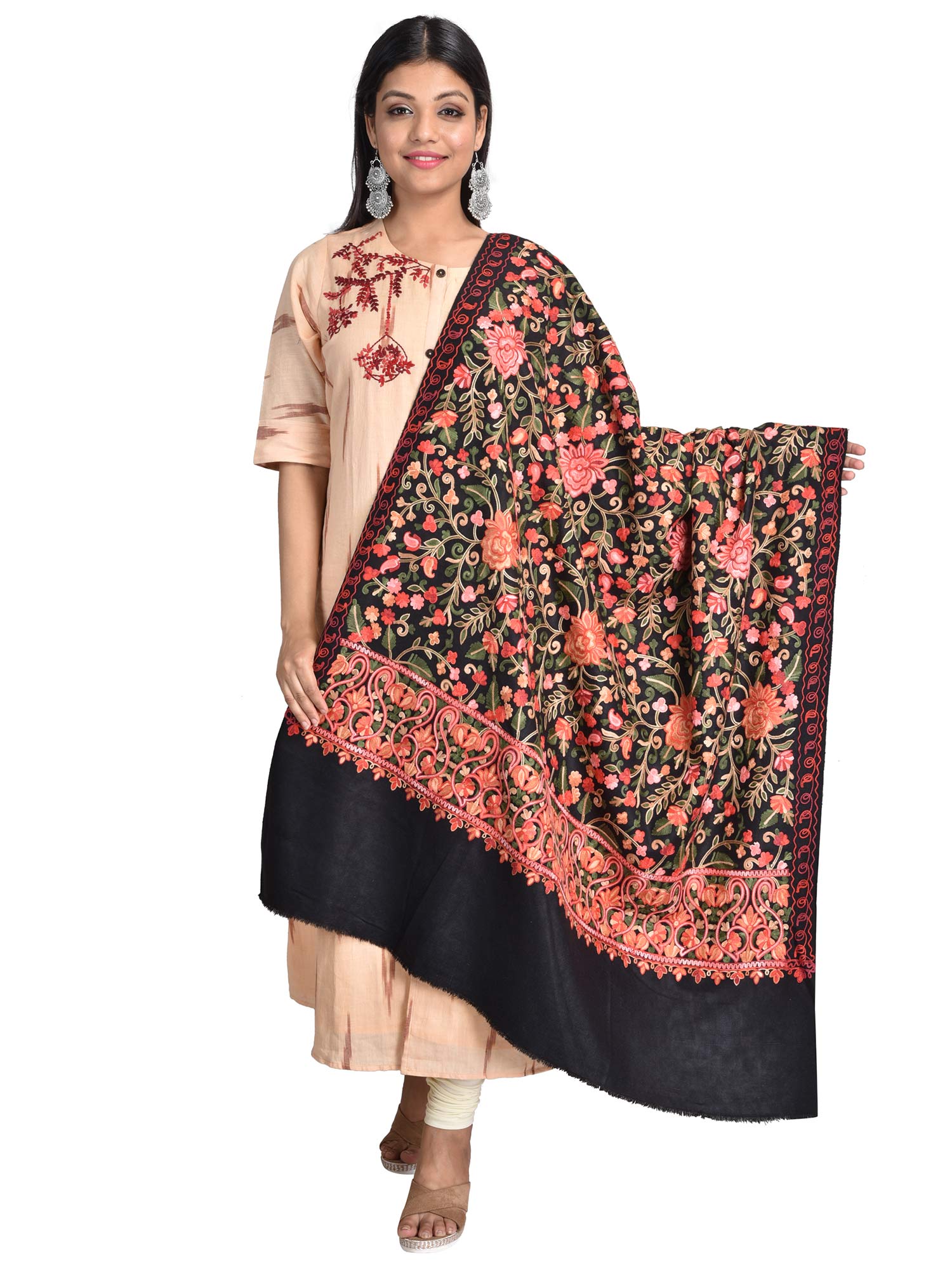 swi stylish Black Aari Embroidered Kashmiri Shawl-picture-27