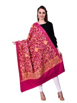 SWI STYLISH - Magenta Aari Embroidered Kashmiri Shawl