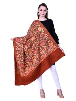 SWI STYLISH - Rust Aari Embroidered Kashmiri Shawl