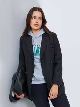 Styli - Women Single Breasted Longline Regular Fit Blazer