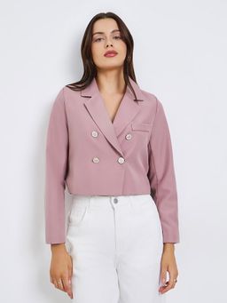 Styli - Women Double Breasted Crop Length Regular Fit Blazer