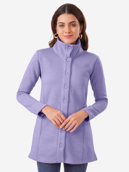 Bonjour - Women's Lavender Buttoned Winter Long Jacket