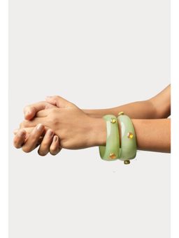Seher Studio - Women Green Stones Bangles (Pack of 2)