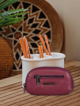 Sassora - Premium Leather Unisex Key Pouch - Maroon