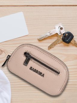 Sassora - Premium Leather Unisex Key Pouch - Beige
