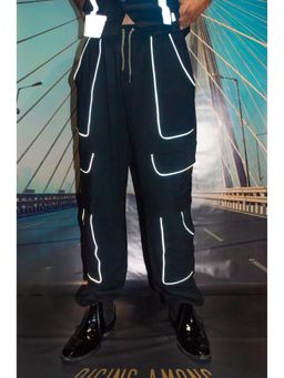 RISING AMONG - Men Black Reflective Black Track Pants