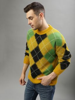 GANT - Men Argyle Round Neck Full Sleeves Sweater
