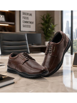 WOODLAND - Lace Up Lightweight Breathable Comfortable Brown Casual Derbies For Mens
