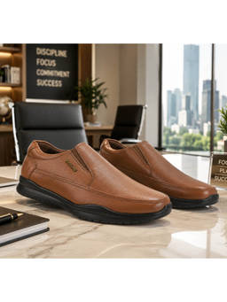 WOODLAND - Lace Up Lightweight Breathable Comfortable Tan Casual Loafers For Mens