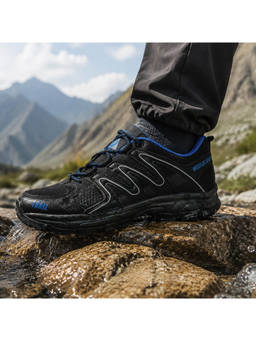 WOODLAND - Lightweight Breathable Durable Black Hiking and Trekking Shoes for Mens
