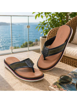WOODLAND - Comfortable Soft Sole Lightweight Home Wear Black Flipflops For Mens
