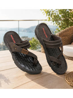 WOODLAND - Comfortable Soft Sole Lightweight Home Wear Brown Sandals For Mens