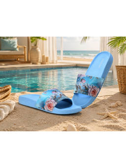 WOODLAND - Slip On Lightweight Comfortable Daily Use Blue Sliders For Womens