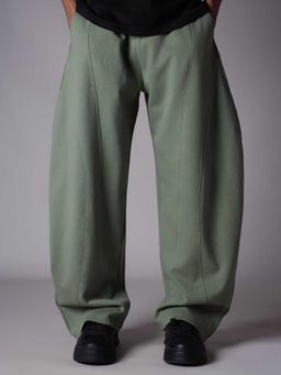 HOP HEAD - Green Panelled Fleece Baggy Sweatpant