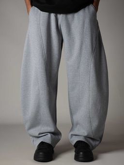HOP HEAD - Grey Milange Panelled Fleece Baggy Sweatpant