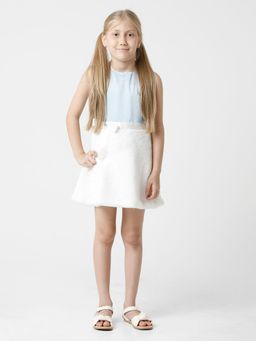 Kate & Oscar - Girls Fur Dress With Satin Belt - Blue