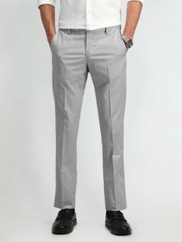 Arrow - Men Grey Heathered Mid Rise Formal Trouser