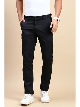 Classic Polo - Men's Black Slim Fit Solid Casual Trouser