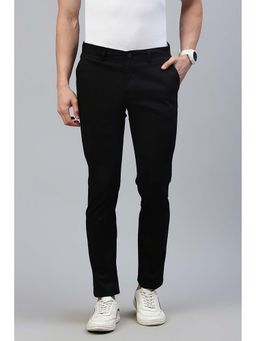 Classic Polo - Men's Black Moderate Fit Solid Casual Trouser