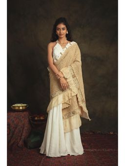 Nikita Vishakha - Siya Pearl White Lehenga with Dupatta and Stitched Blouse (Set of 3)