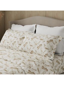 Boutique Living - 100% Cotton Beige King Bedsheet With 2 Pillow Covers (Sandalwood Fragrance)