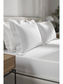 SANSAAR A D'DECOR BRAND LIVE CONSCIOUSLY - Luma-Brilliant White King Bed Sheet with 2 Pillow Covers