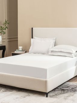 SANSAAR A D'DECOR BRAND LIVE CONSCIOUSLY - Filigree-Bright White King Bed Sheet with 2 Pillow Covers
