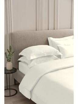 SANSAAR A D'DECOR BRAND LIVE CONSCIOUSLY - Grace-Milk White King Bed Sheet with 2 Pillow Covers