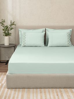 SANSAAR A D'DECOR BRAND LIVE CONSCIOUSLY - Infiniti Green King Bed Sheet with 2 Pillow Covers