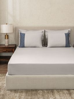 SANSAAR A D'DECOR BRAND LIVE CONSCIOUSLY - Pumice Stone-Bluefin King Bed Sheet with 2 Pillow Covers