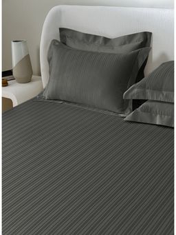 SANSAAR A D'DECOR BRAND LIVE CONSCIOUSLY - Milo-Charcoal Grey King Bed Sheet with 2 Pillow Covers