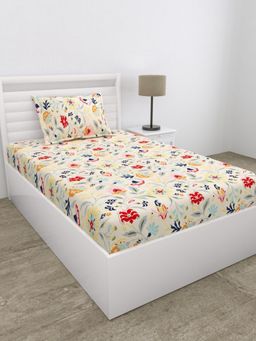 Haus & Kinder - Maison Fleur Single Bedsheet with 1 Pillow Cover Single Flat Yellow, Red