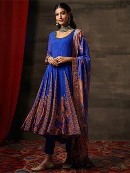 Saundh - Afina Anarkali Kurta Pant With Dupatta Blue (Set of 3)
