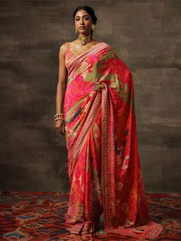 Saundh - Ahilya Saree Apricot with Unstitched Blouse