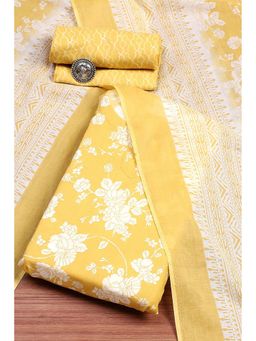 Biba - Women Mustard Cotton Unstitched Kurta and Bottom with Dupatta (Set of 3)