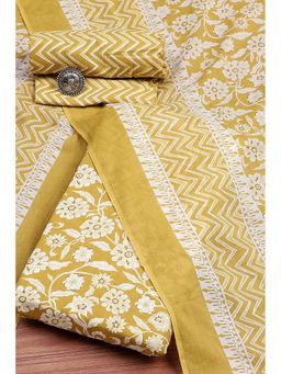 Biba - Women Mustard Cotton Unstitched Kurta and Bottom with Dupatta (Set of 3)