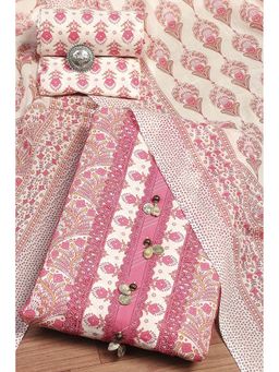 Biba - Women Pink Cotton Unstitched Kurta and Bottom with Dupatta (Set of 3)