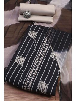 Biba - Women Black Modal Unstitched Kurta and Bottom with Dupatta (Set of 3)